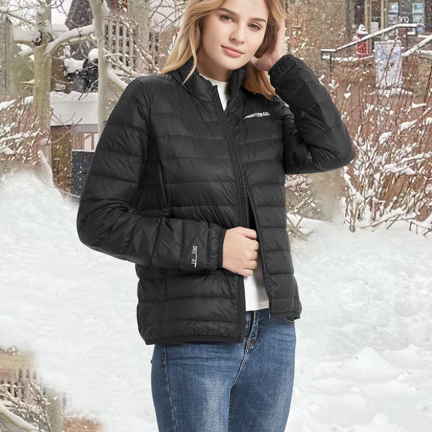 Freetrack Women's Lightweight Stand Collar Zip Up Quilted Sleeveless Puffer Jacket