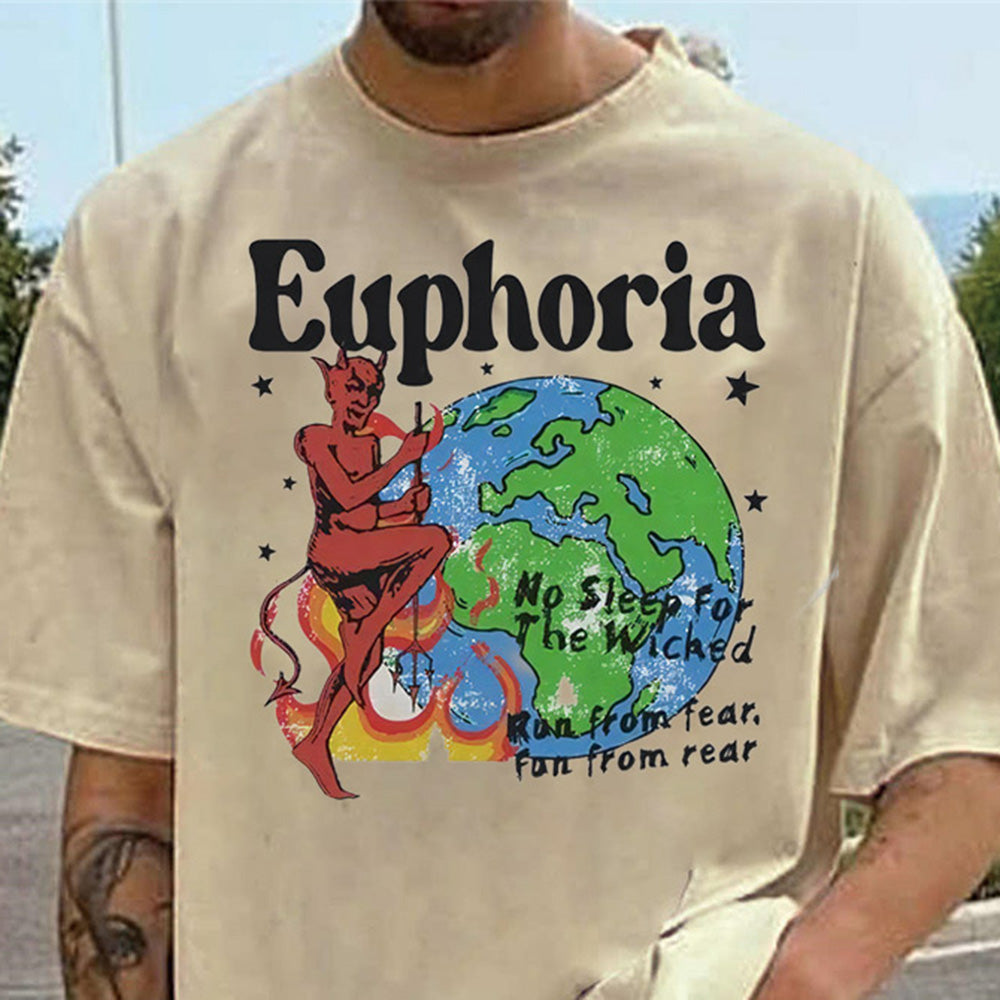 Alphabet Graphic Print Casual Loose Men's Short Sleeve T-Shirt