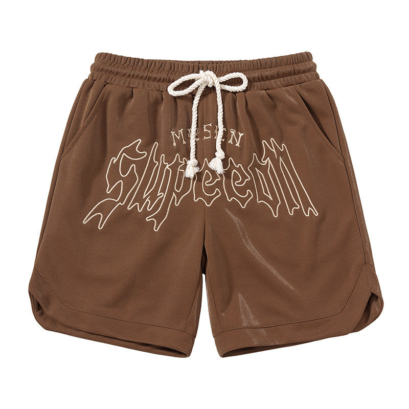 Men's High Street Embroidered Drawstring Casual Shorts