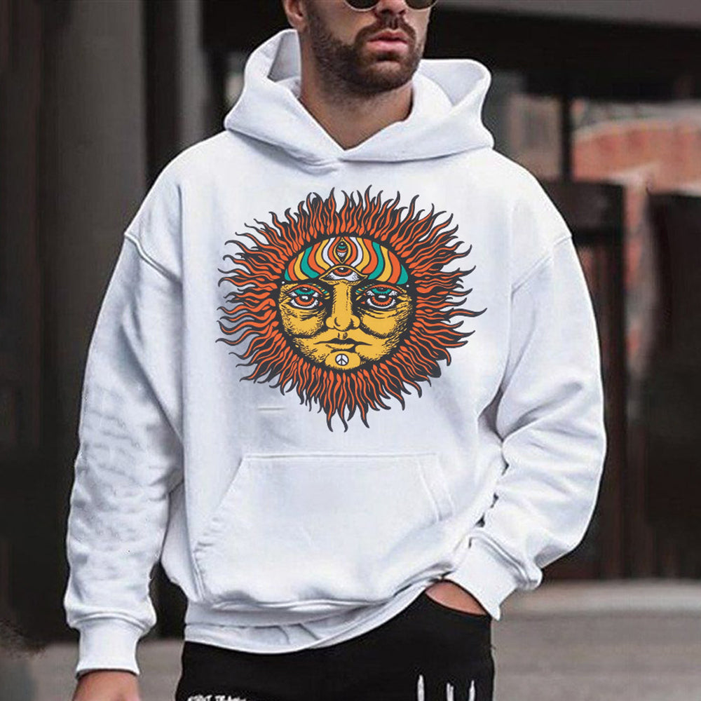 Loose Sun Graphic Print Casual Men's Sweatshirt