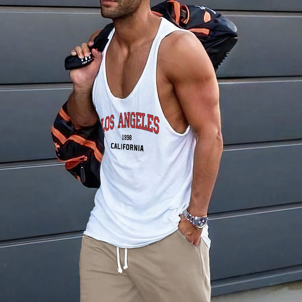 Los Angeles Men's Streetwear Tank Top Tracksuits-A