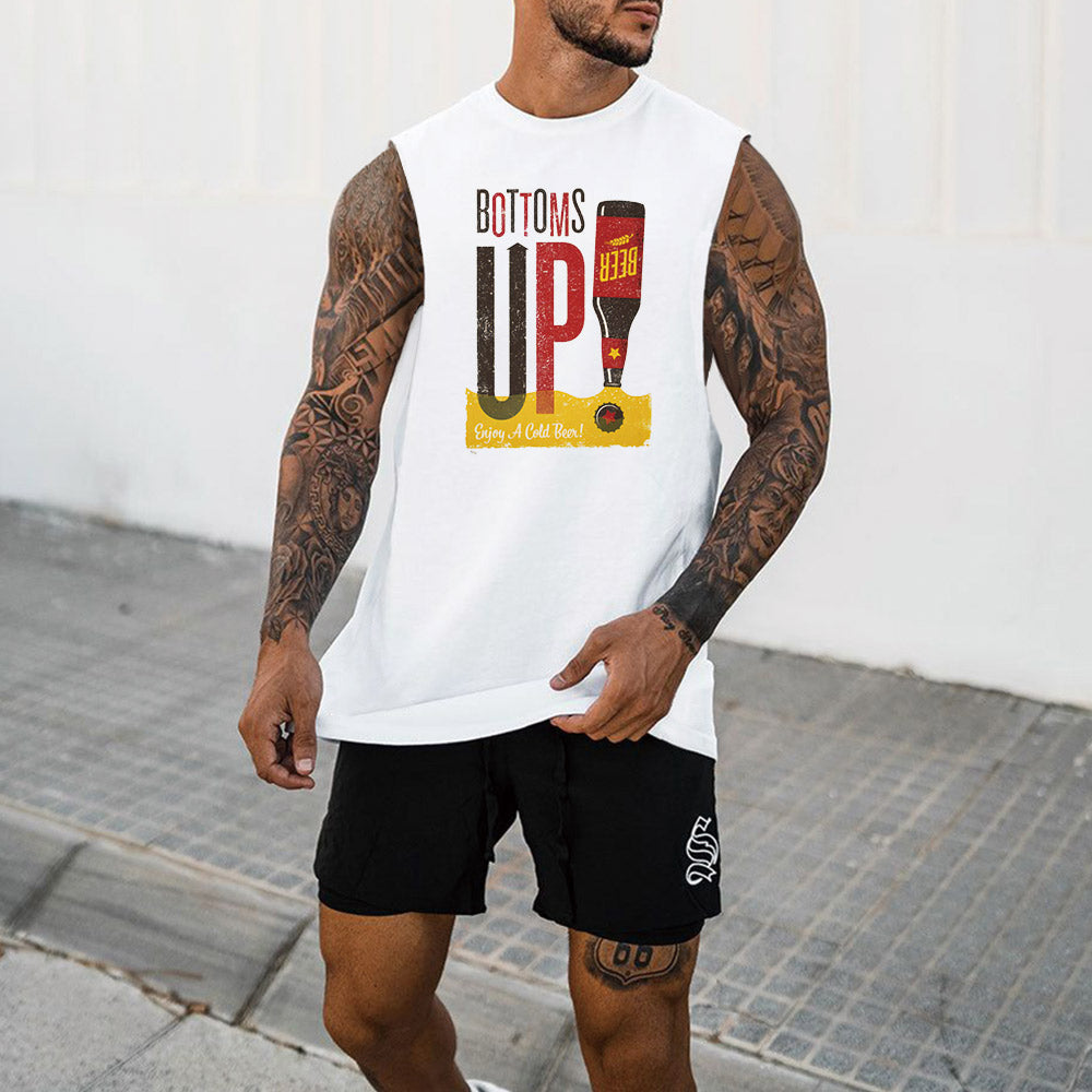 Fun Beer Alphabet Graphic Print Casual Men's Tank Top