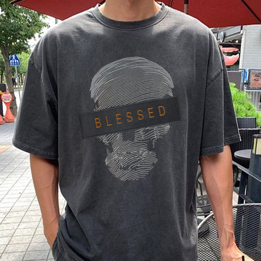 Blessed Skull Graphic Print Men's T-Shirt
