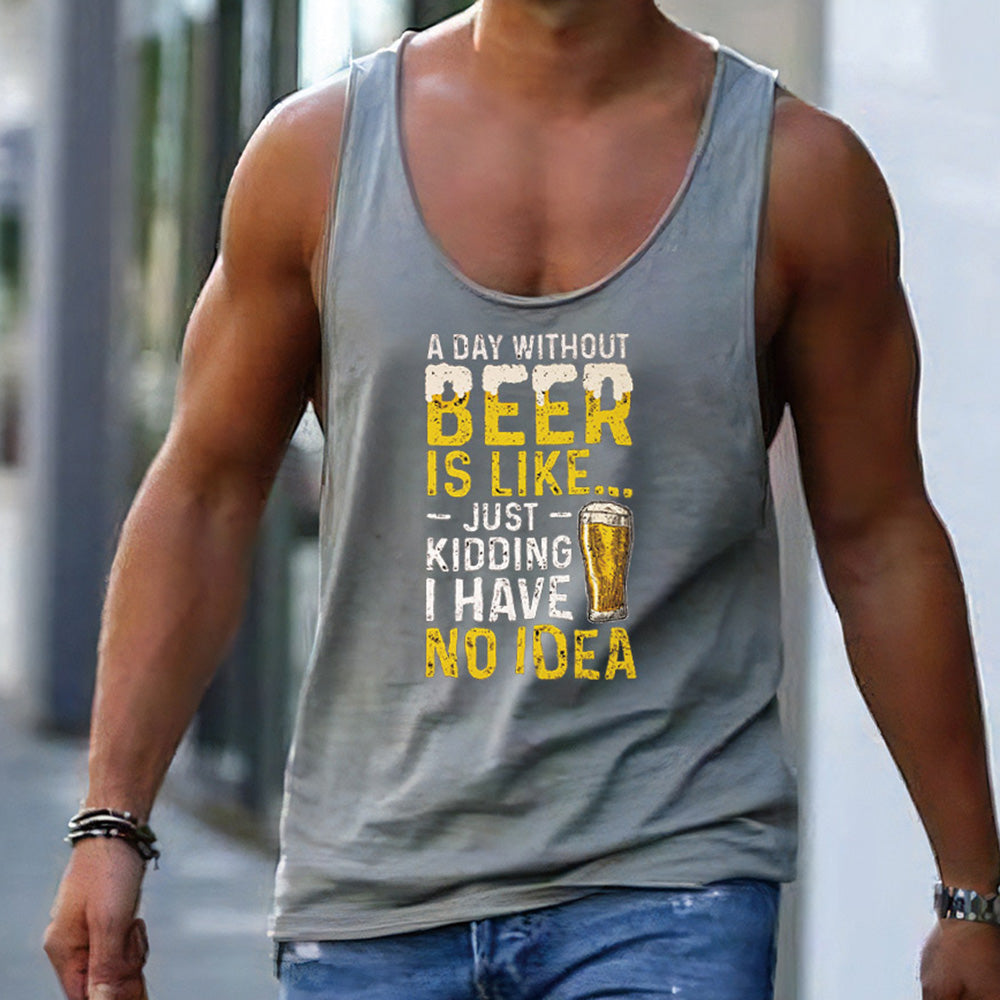 Loose Beer Alphabet Graphic Print Men's Tank Top
