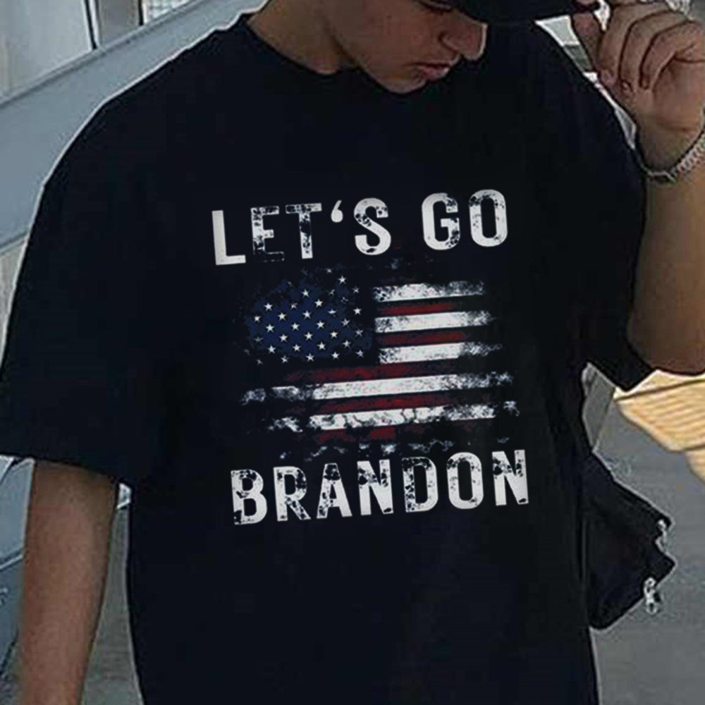 Alphabet Flag Graphic Print Casual Loose Men's T-Shirt