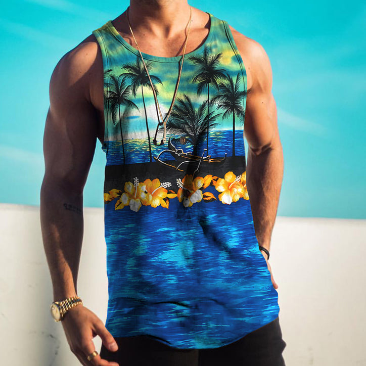 Casual Street Trend Landscape Print Vacation Vest