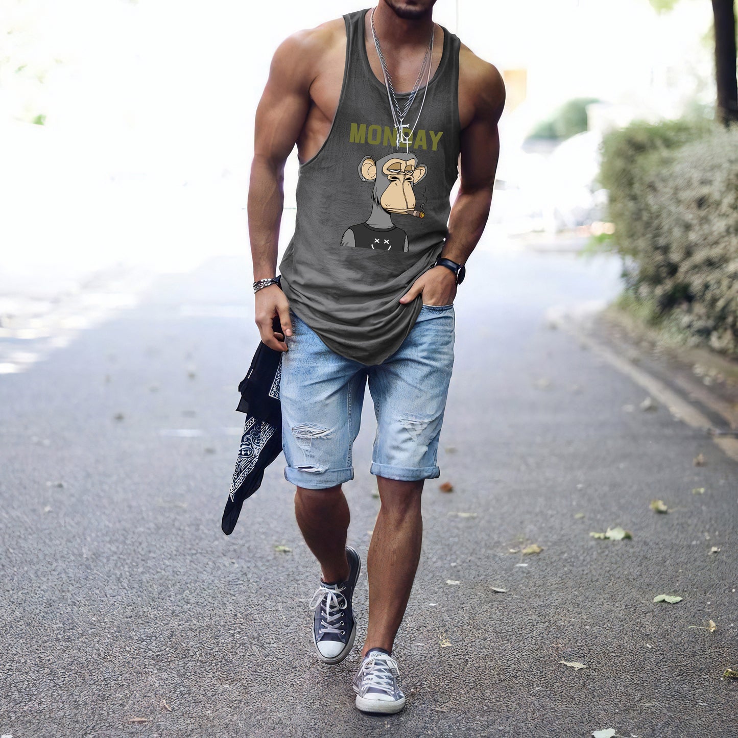 Monday Alphabet Graphic Print Men's Tank Top
