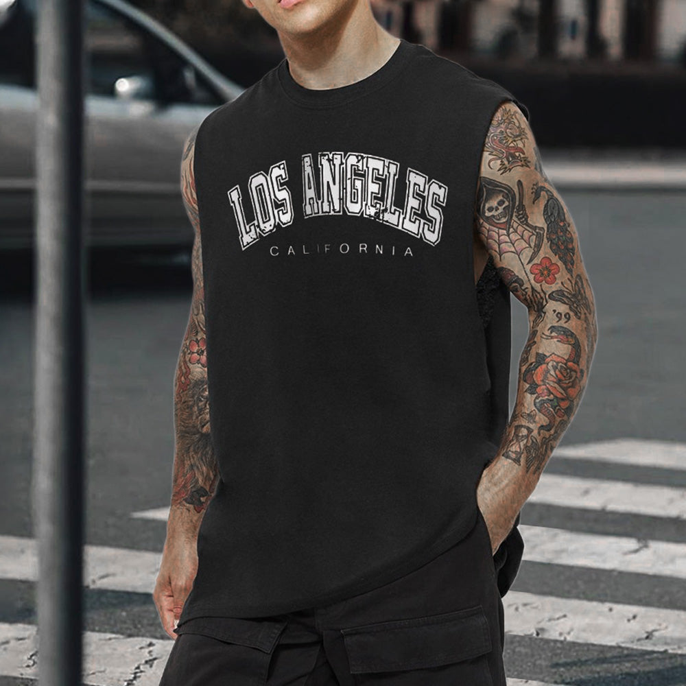 Los Angeles Alphabet Graphic Print Athleisure Men's Tank Top