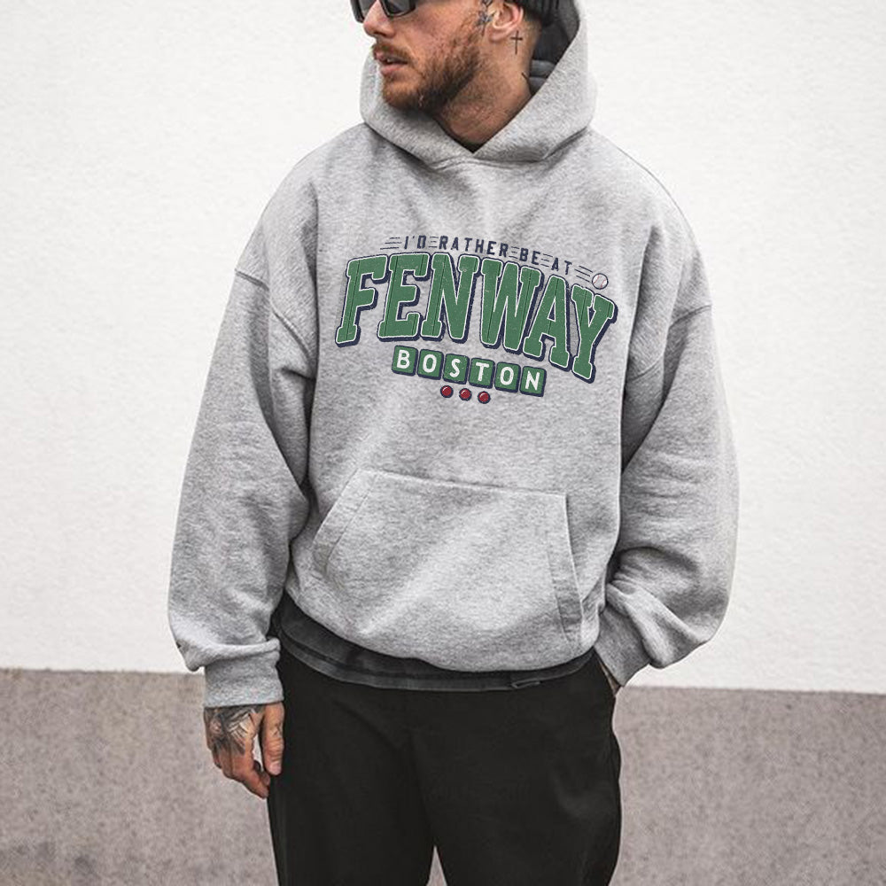 Fenway Alphabet Graphic Print Men's Fleece Oversize Hoodie 320g