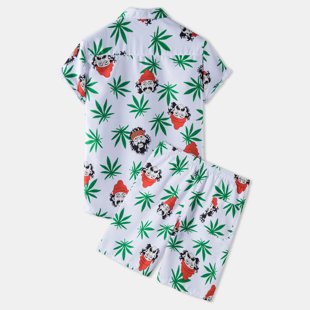 Casual Vacation Print Two-piece Suit