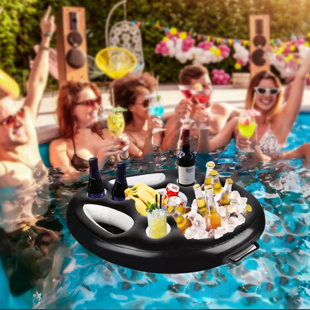 Inflatable PVC Tray Porous Coaster Water Mat Portable Drink Holder Cup Holder