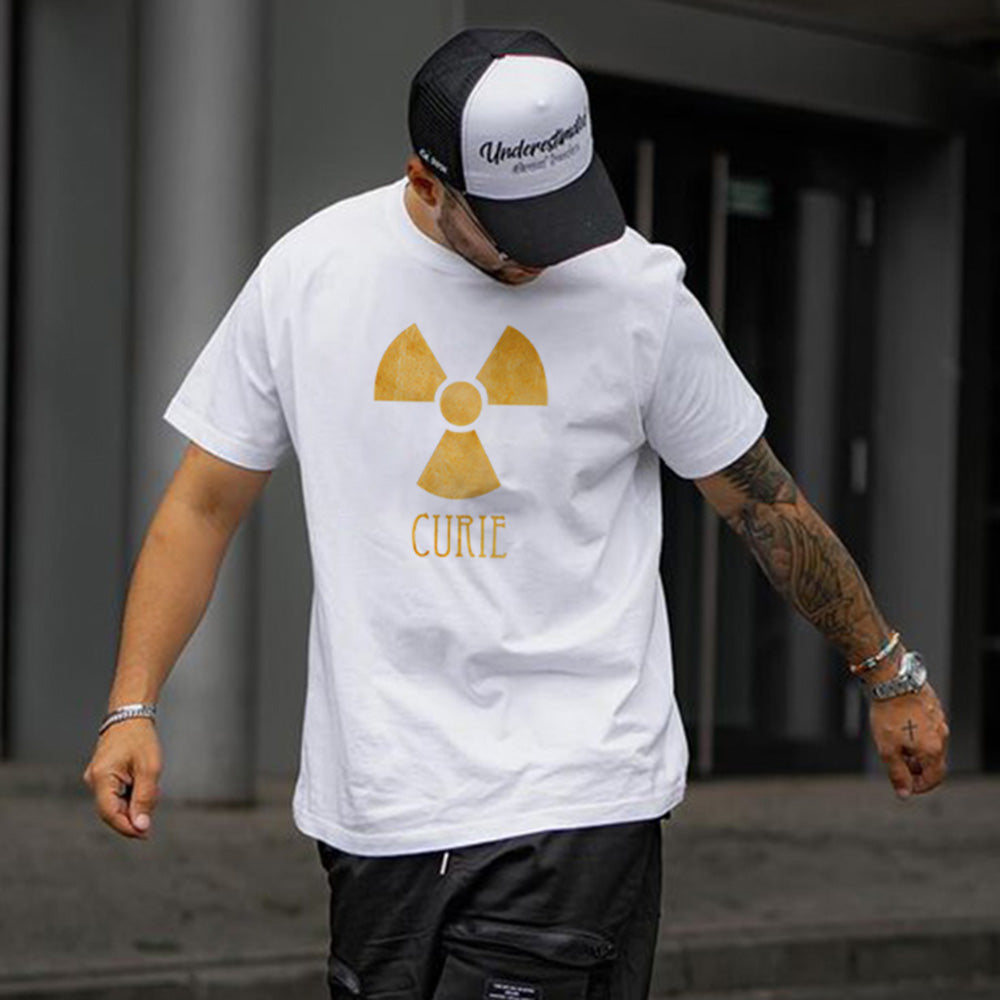 Marie Curie Radioactive Graphic Print Loose Men's T-Shirt