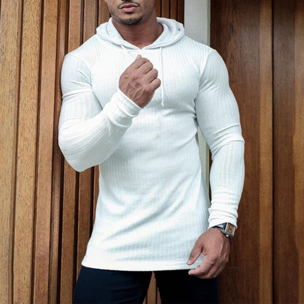 Plain Hooded Sports Men's Long Sleeve T-Shirt