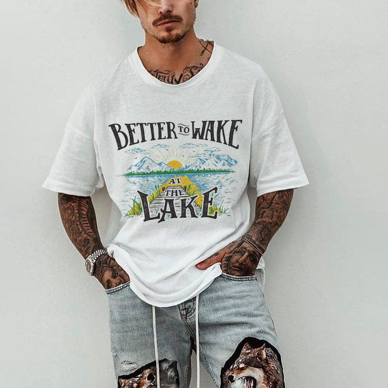 Alphabet Graphic Print Crew Neck Men's T-Shirt