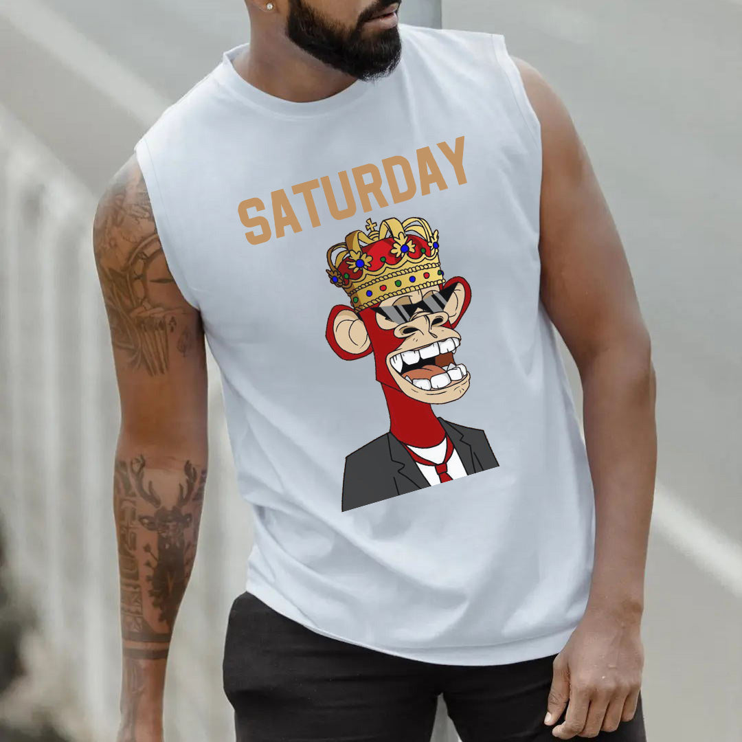 Saturday Alphabet Graphic Print Men's Tank Top
