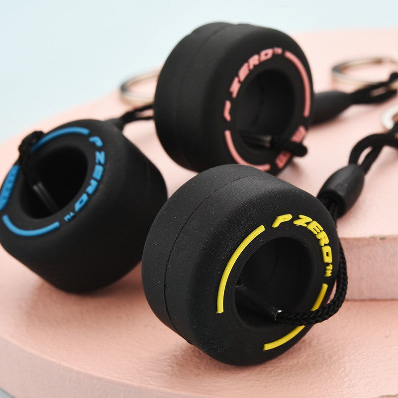 PVC Soft Rubber Tire Decoration Car Keychain