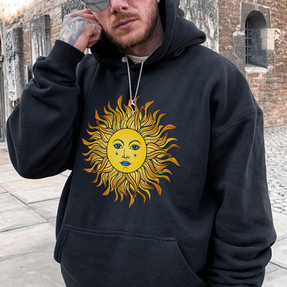 Sun Graphic Print Loose Casual Men's Sweatshirt