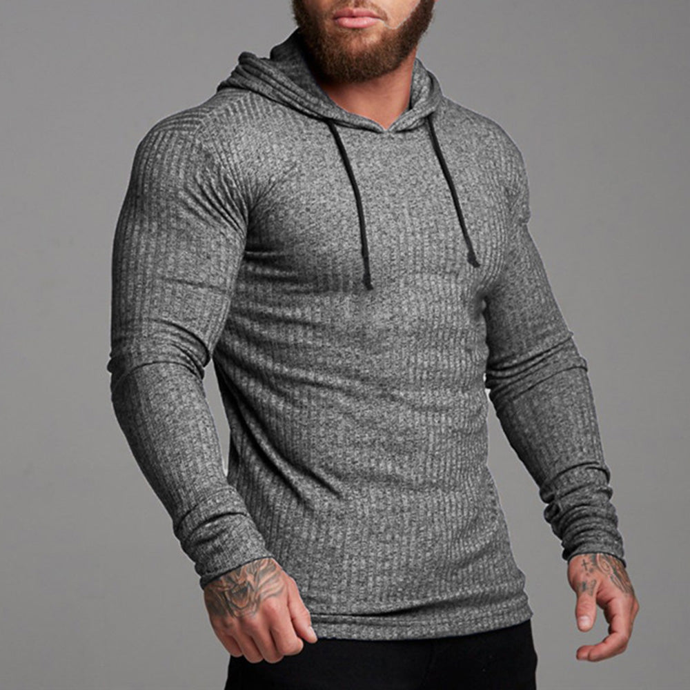Plain Hooded Sports Men's Long Sleeve T-Shirt