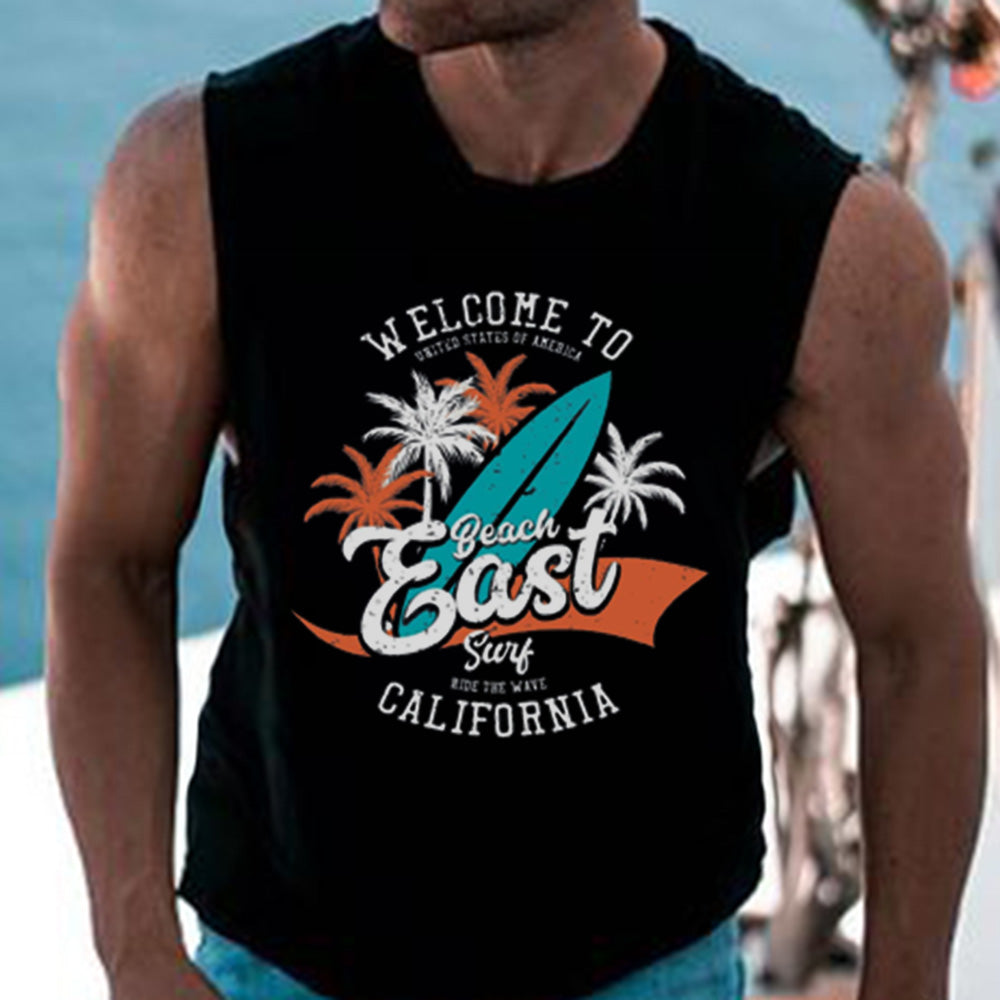 Beach Vacation Graphic Print Loose Casual Men's Tank Top