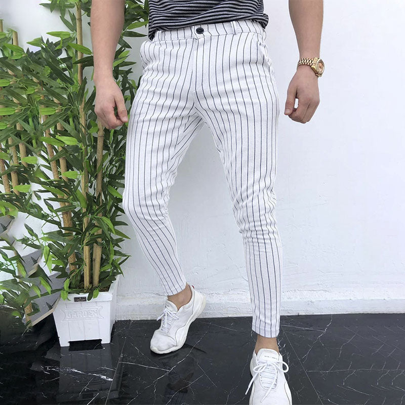 Striped men's casual trousers