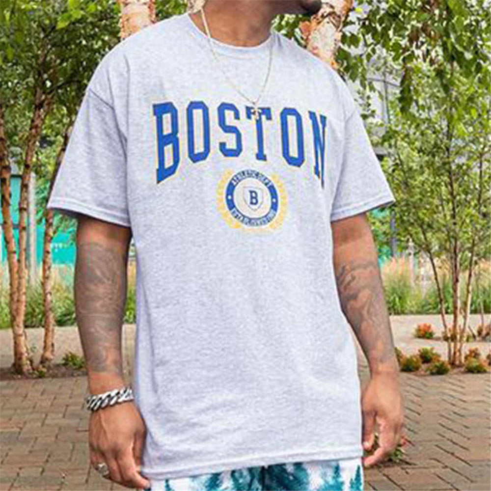 White Casual Fashion Street Letter Print Crew Neck Short Sleeve T-Shirt