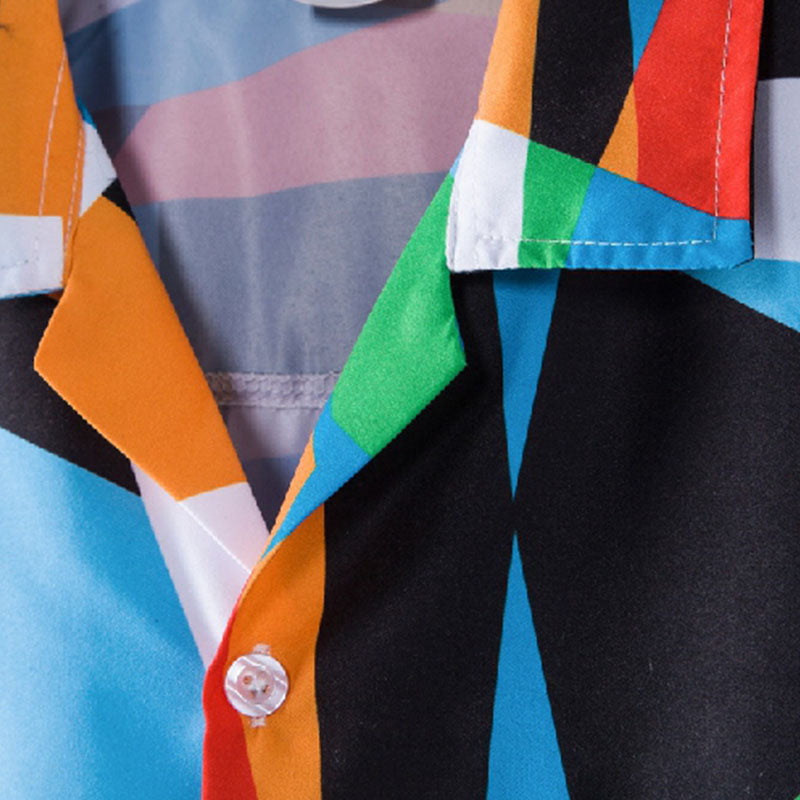 Cotton And Linen Printed Pocket Button-down Shirt