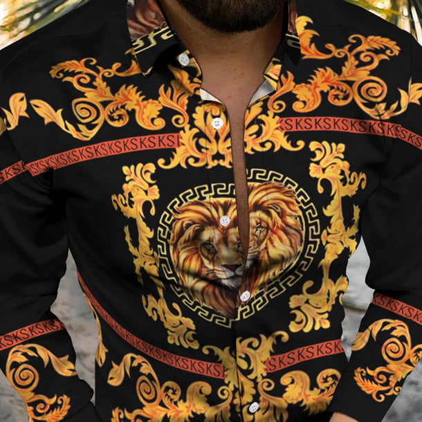 Beach Personality Fashion Trend Animal Print Casual Holiday Long Sleeve Shirt
