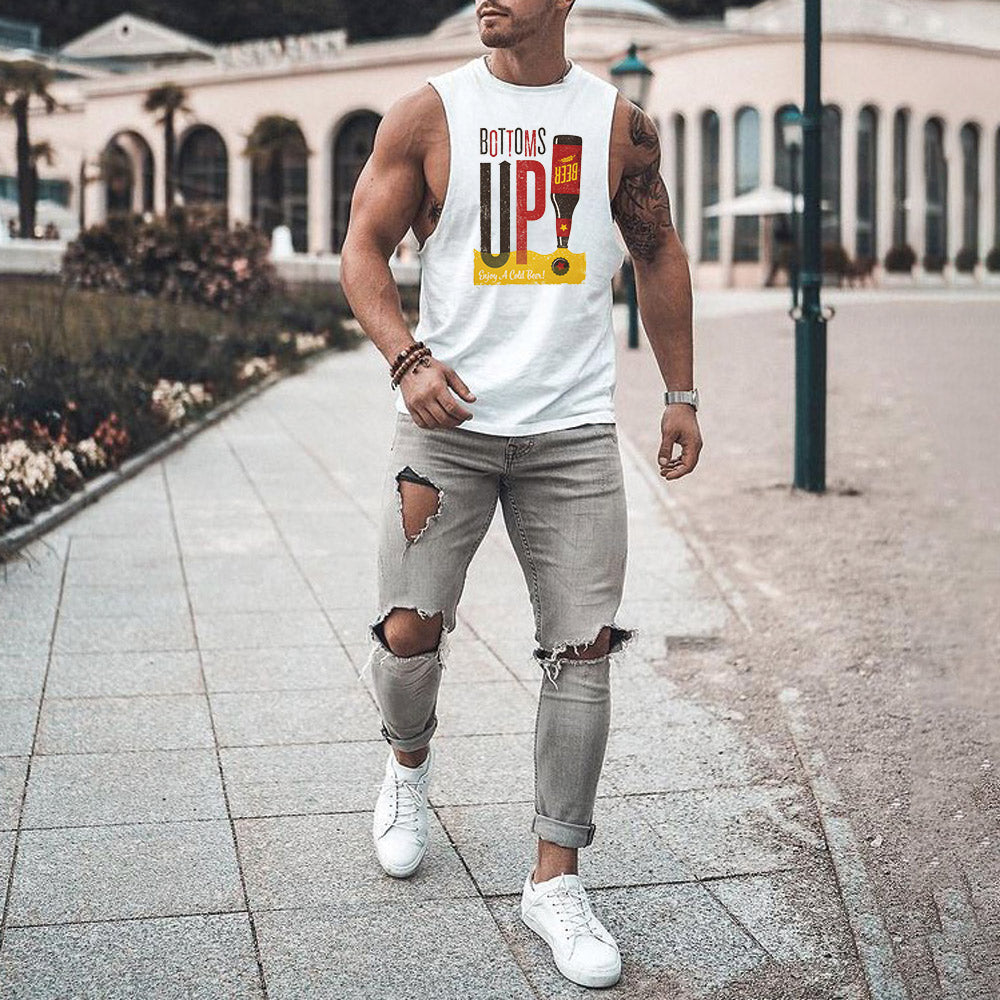 Fun Beer Alphabet Graphic Print Casual Men's Tank Top
