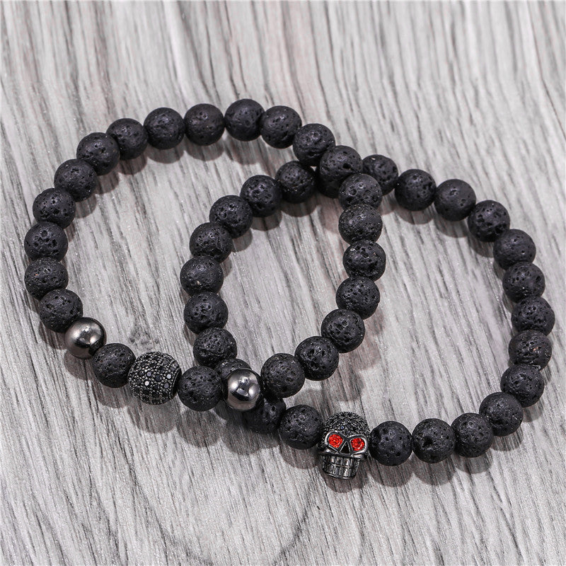 Personalized Skull Bead Bracelet Set