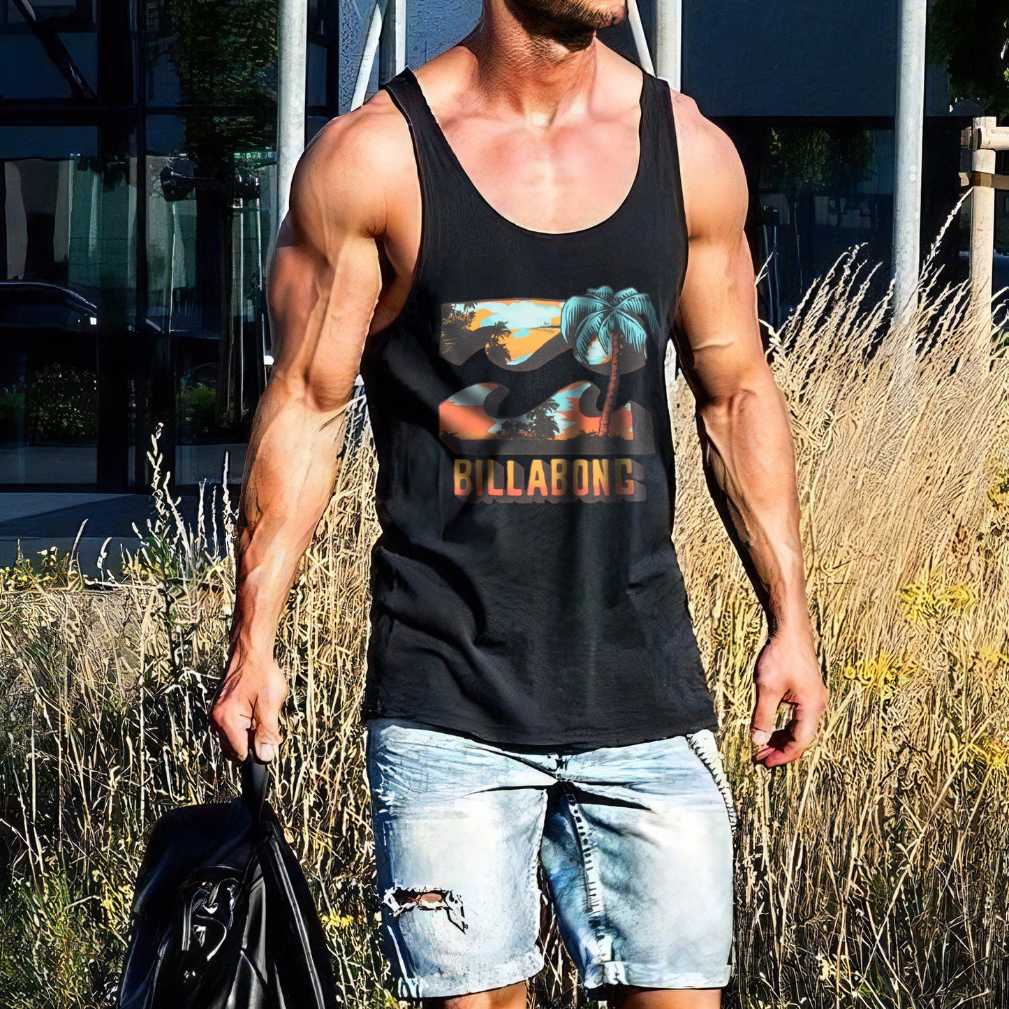 Letter Graphics Holiday Print Loose Casual Men's Tank Top
