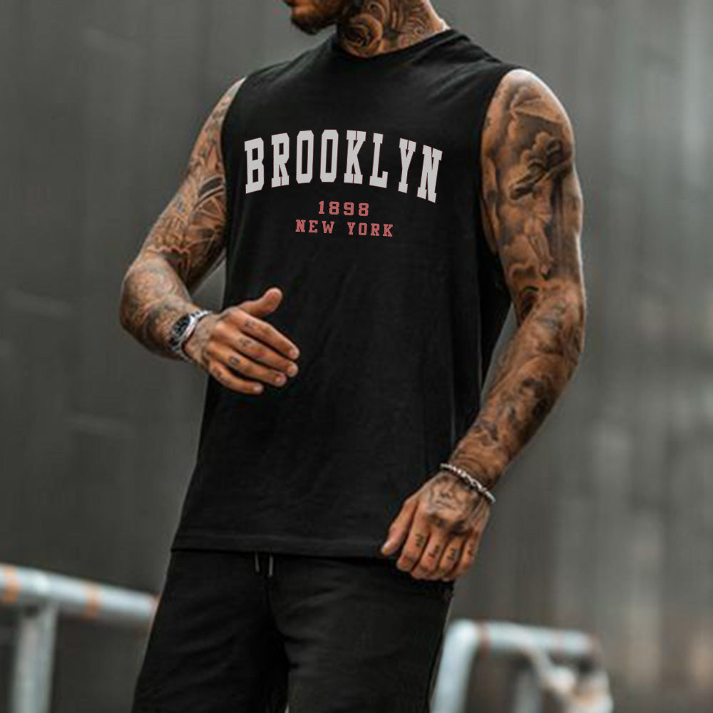 Brooklyn Men's Streetwear Tank Top Tracksuits-C