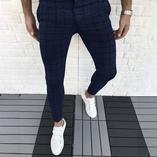 Men's checkered casual chinos