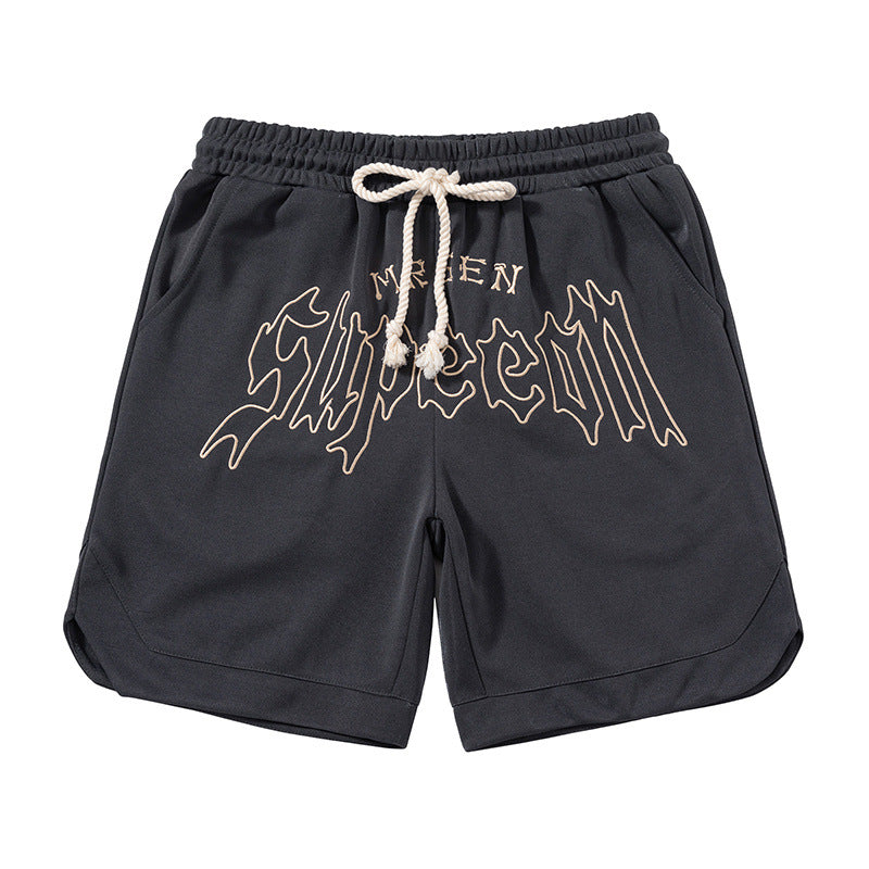 Men's High Street Embroidered Drawstring Casual Shorts