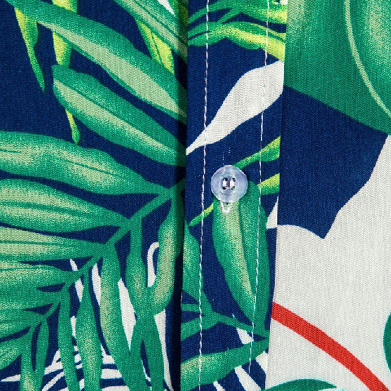 Cotton And Linen Printed Pocket Button-down Shirt