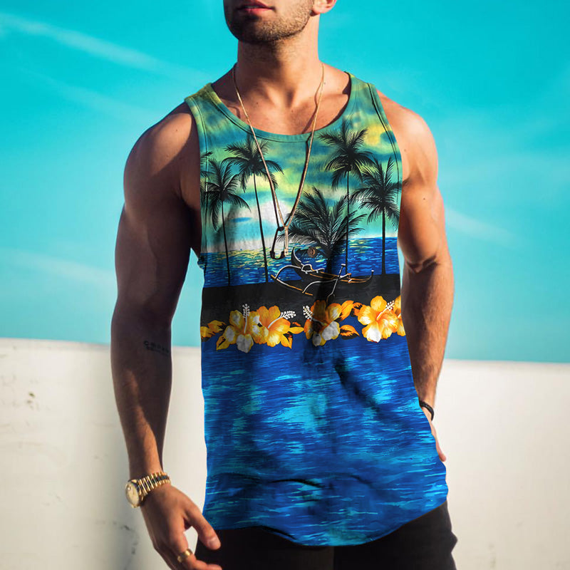 Casual Street Trend Landscape Print Vacation Vest