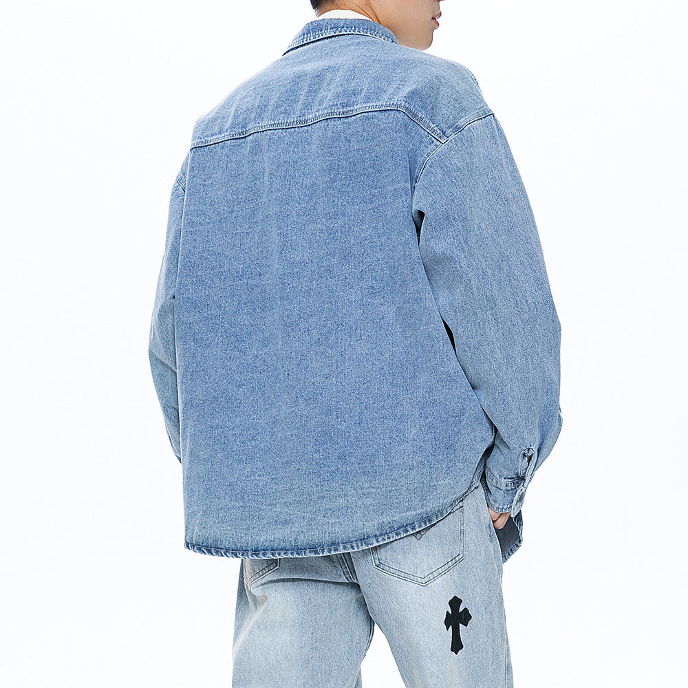 Men's Casual Button Up Denim Shirts with Pocket