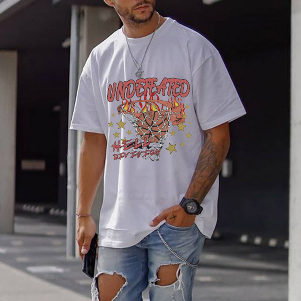 Basketball Graphic Print Casual Loose Men's Short Sleeve T-Shirt