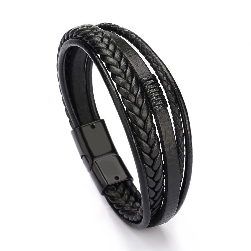 Men's leather rope hand-woven personalized trend jewelry