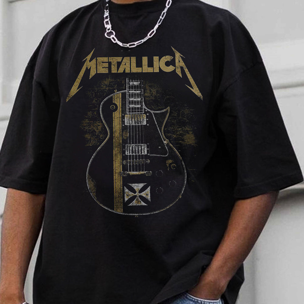 Vintage Band Print Casual Men's T-Shirt