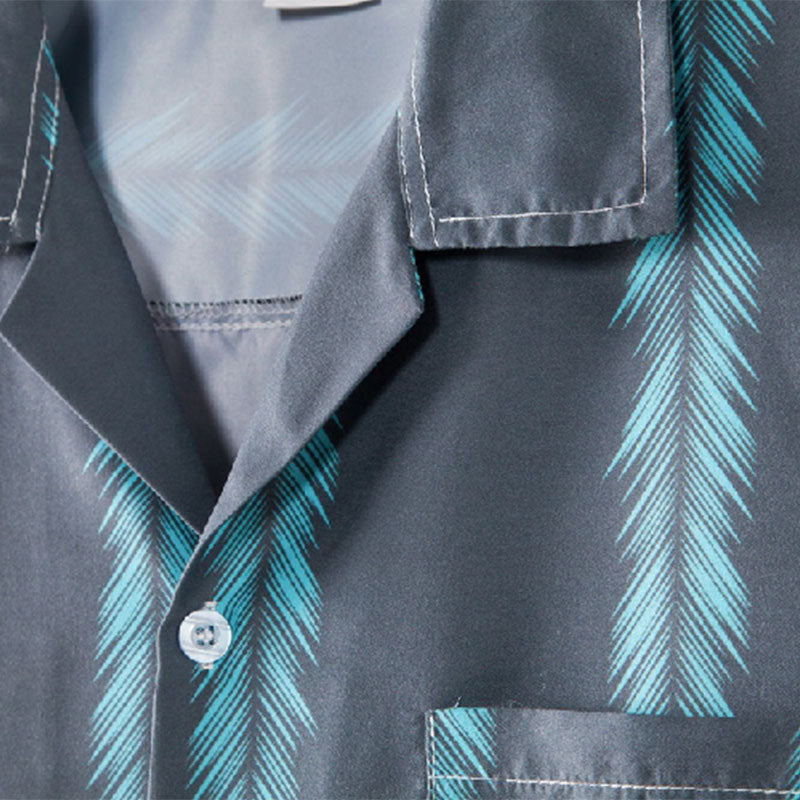 Cotton And Linen Printed Pocket Button-down Shirt