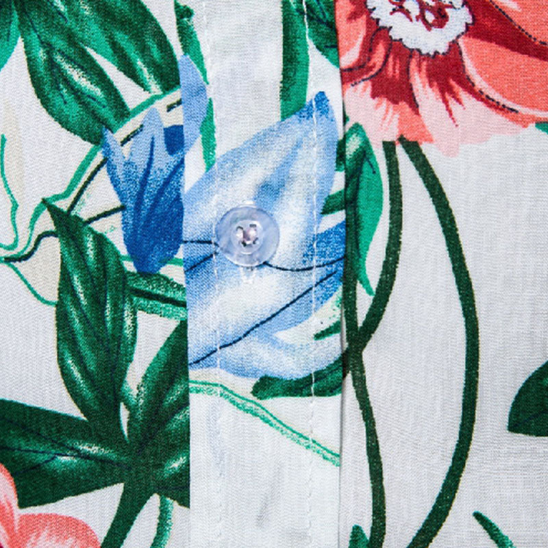 Cotton And Linen Printed Pocket Button-down Shirt