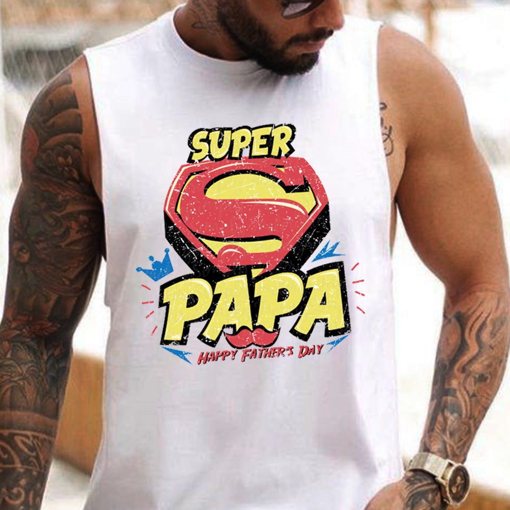 Super PaPa Letter Graphic Print Father's Day Casual Men's Tank Top