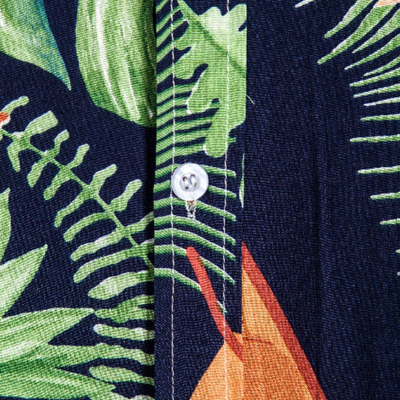 Cotton And Linen Printed Pocket Button-down Shirt
