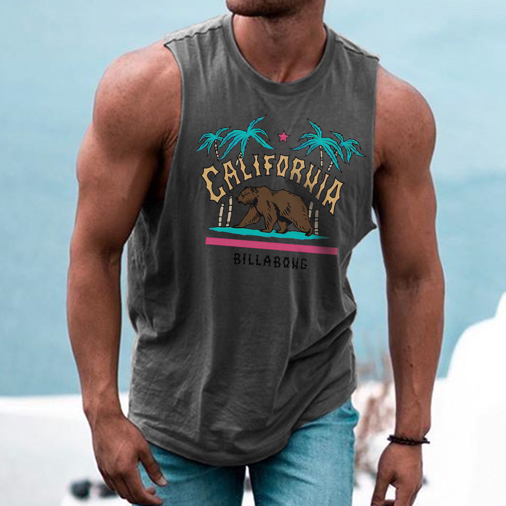 California Alphabet Graphic Print Casual Men's Tank Top