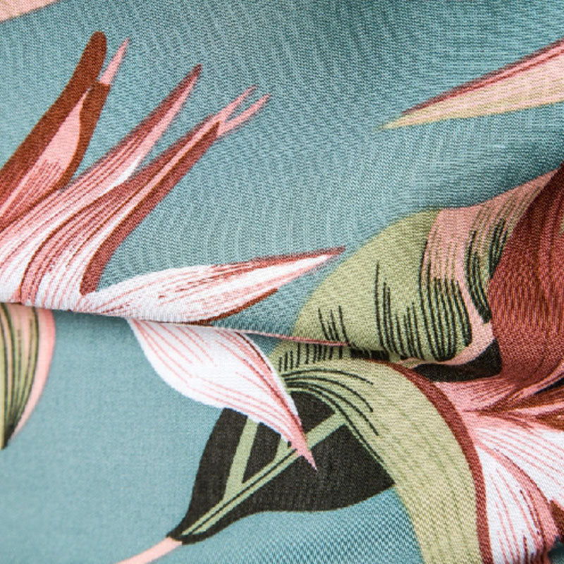 Cotton And Linen Printed Pocket Button-down Shirt