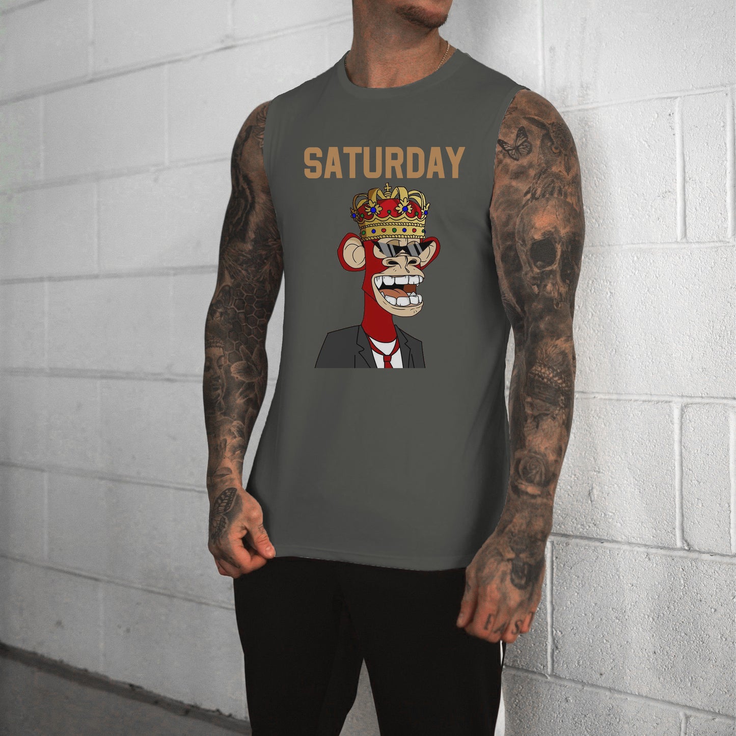 Saturday Alphabet Graphic Print Men's Tank Top