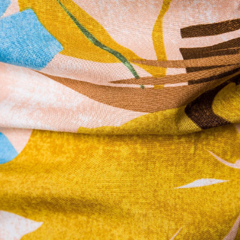Cotton And Linen Printed Pocket Button-down Shirt