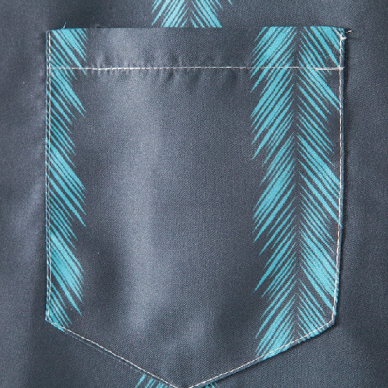 Cotton And Linen Printed Pocket Button-down Shirt