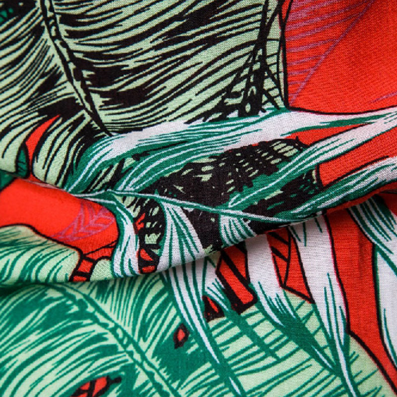 Cotton And Linen Printed Pocket Button-down Shirt