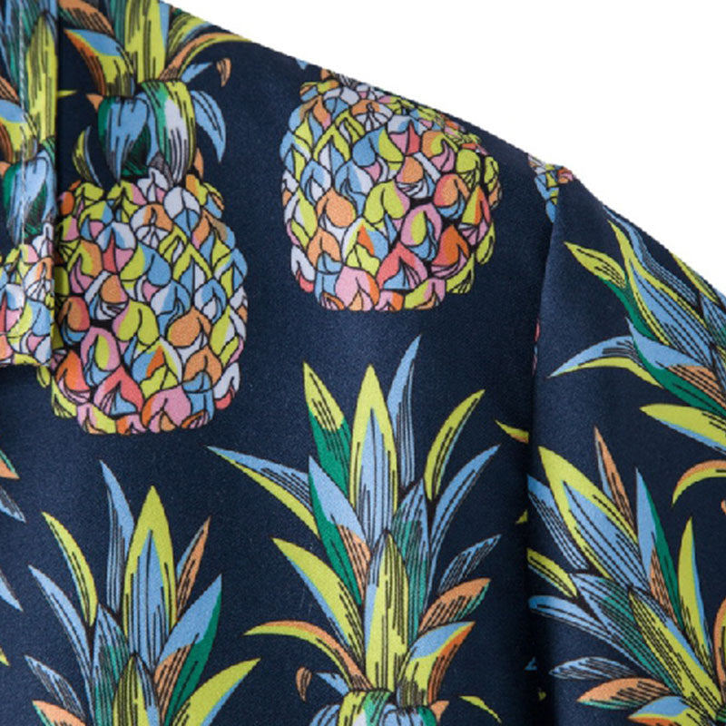 Cotton And Linen Printed Pocket Button-down Shirt